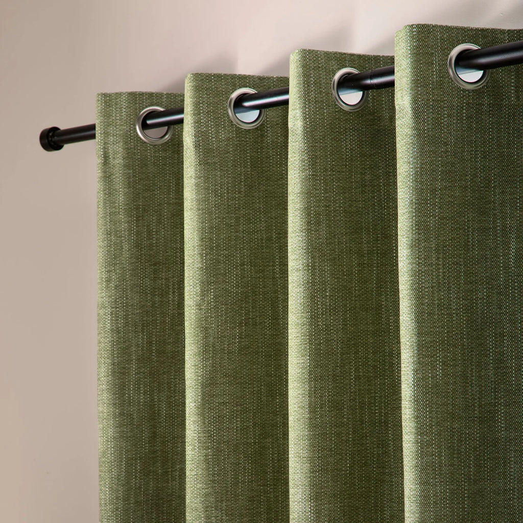 Curtina Boucle Chenille Blackout Eyelet Curtains in Green