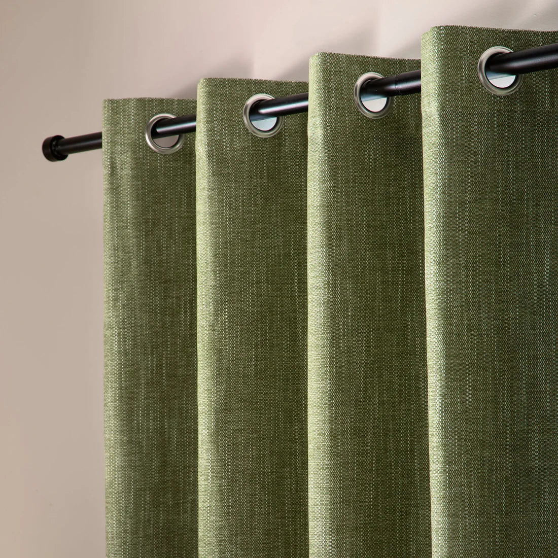 Curtina Boucle Chenille Blackout Eyelet Curtains in Green