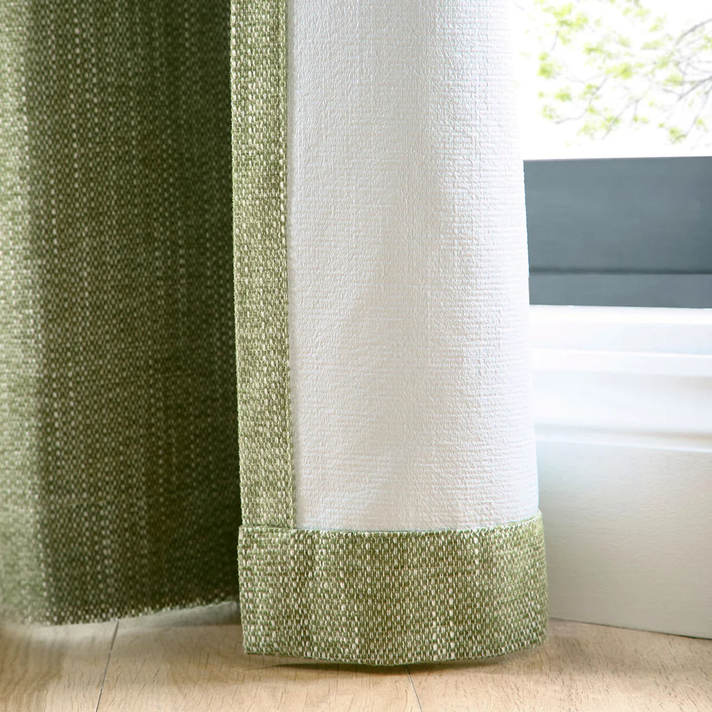 Curtina Boucle Chenille Blackout Eyelet Curtains in Green