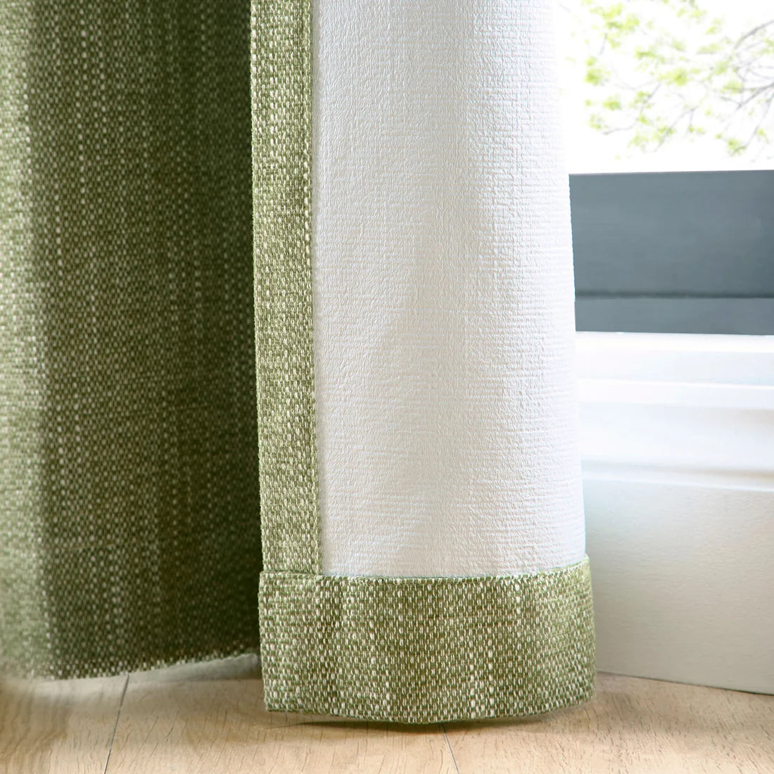 Curtina Boucle Chenille Blackout Eyelet Curtains in Green