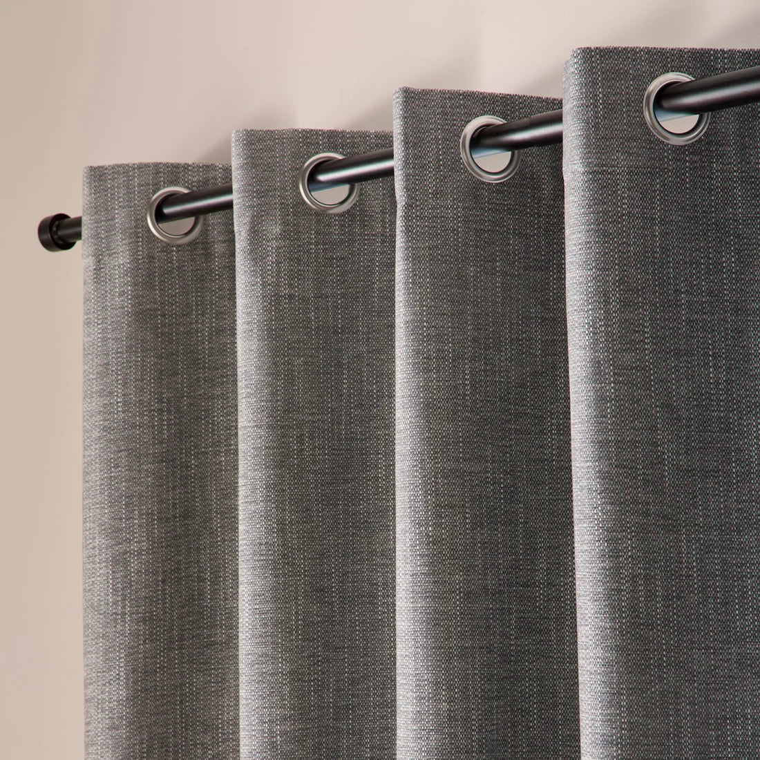 Curtina Boucle Chenille Blackout Eyelet Curtains in Grey