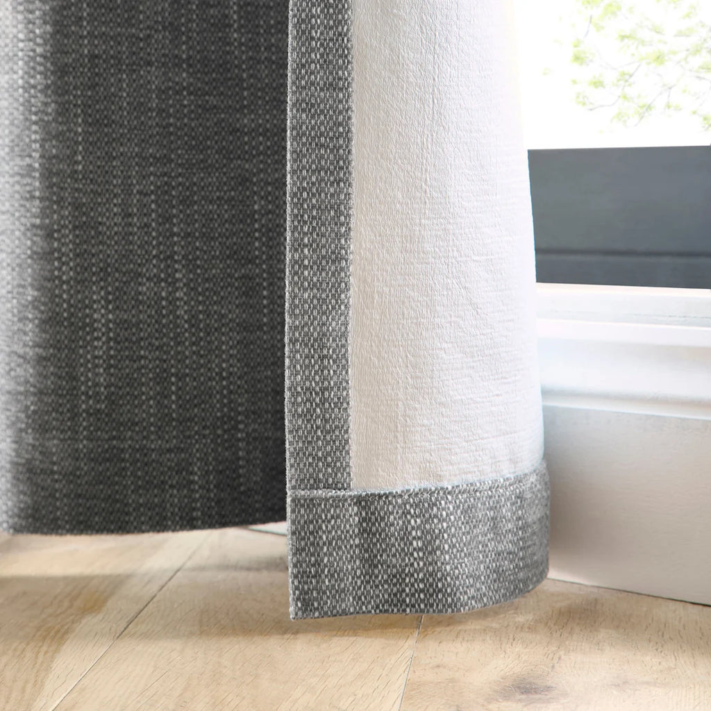 Curtina Boucle Chenille Blackout Eyelet Curtains in Grey