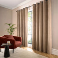 Curtina Boucle Chenille Blackout Eyelet Curtains in Natural