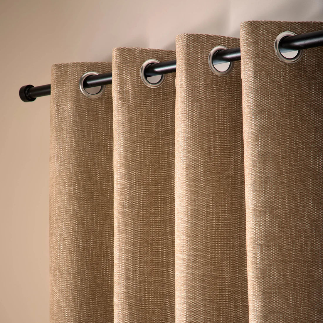 Curtina Boucle Chenille Blackout Eyelet Curtains in Natural