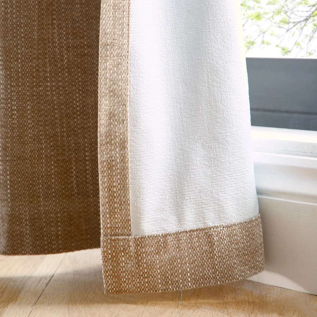 Curtina Boucle Chenille Blackout Eyelet Curtains in Natural