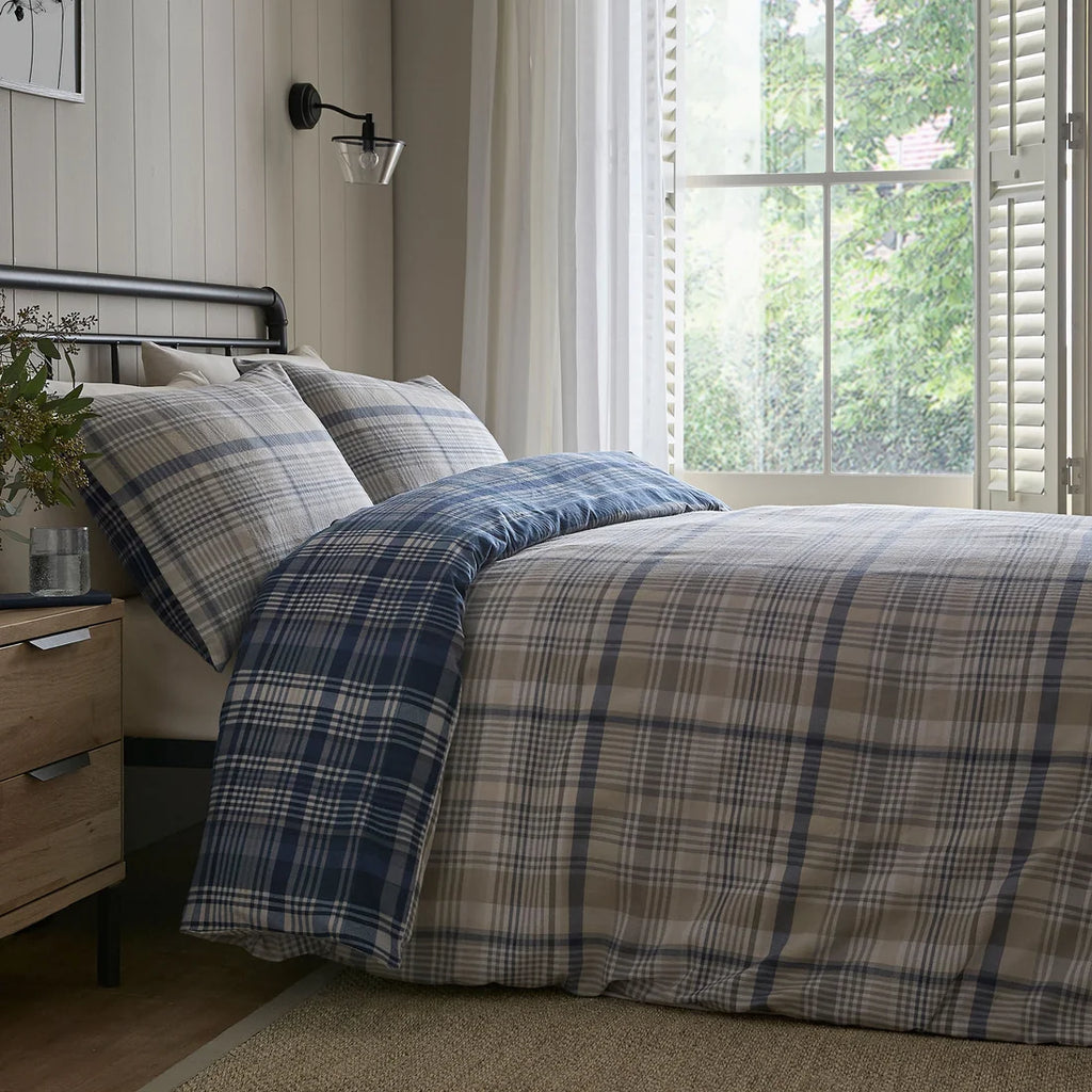 Dreams & Drapes Bennet Check Duvet Cover Set in Navy