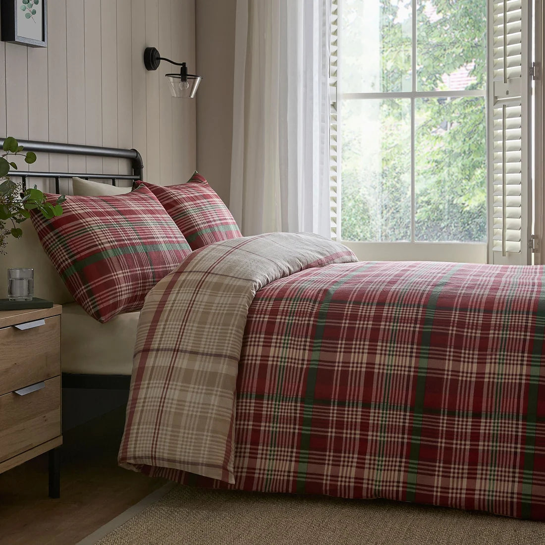 Dreams & Drapes Bennet Check Duvet Cover Set in Red