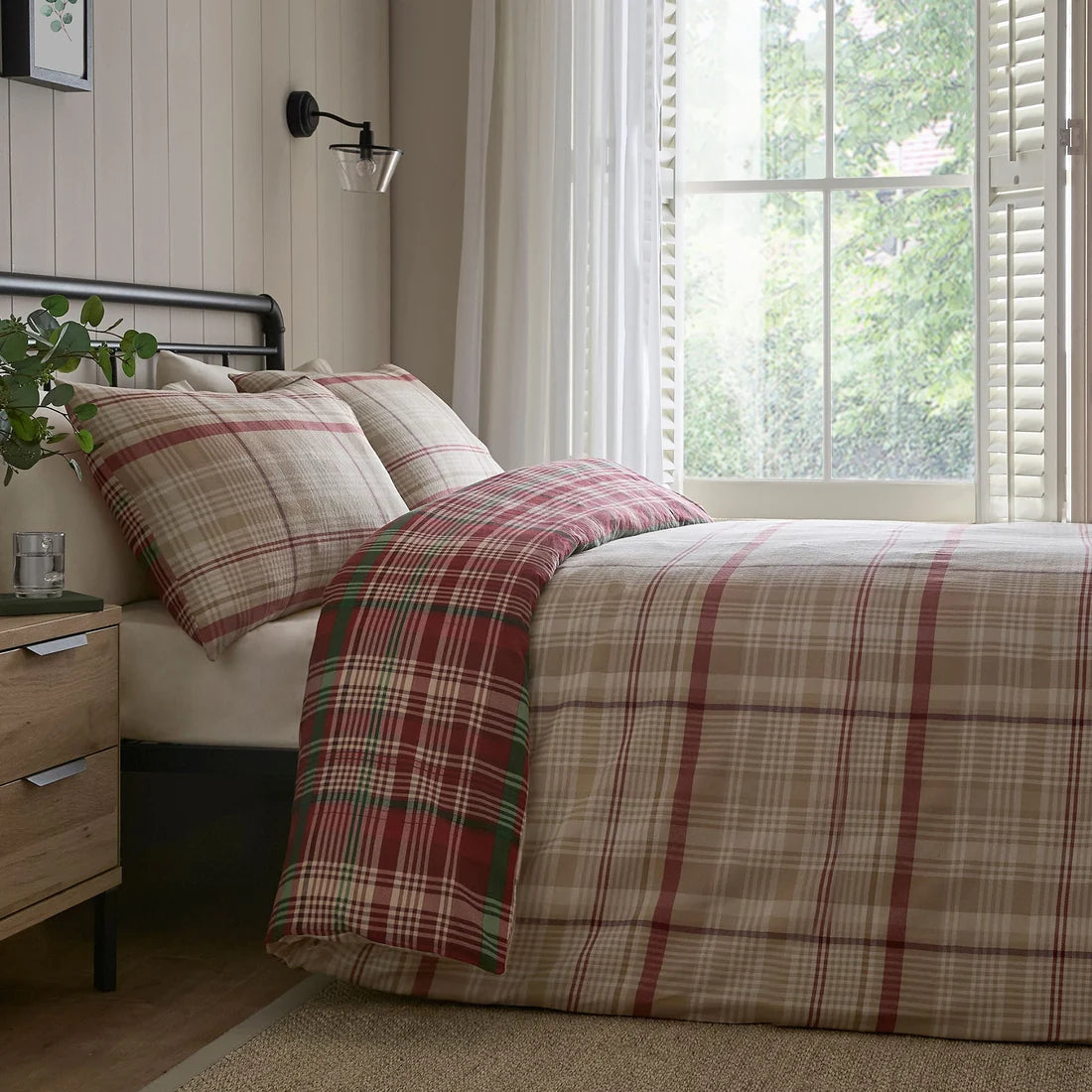 Dreams & Drapes Bennet Check Duvet Cover Set in Red