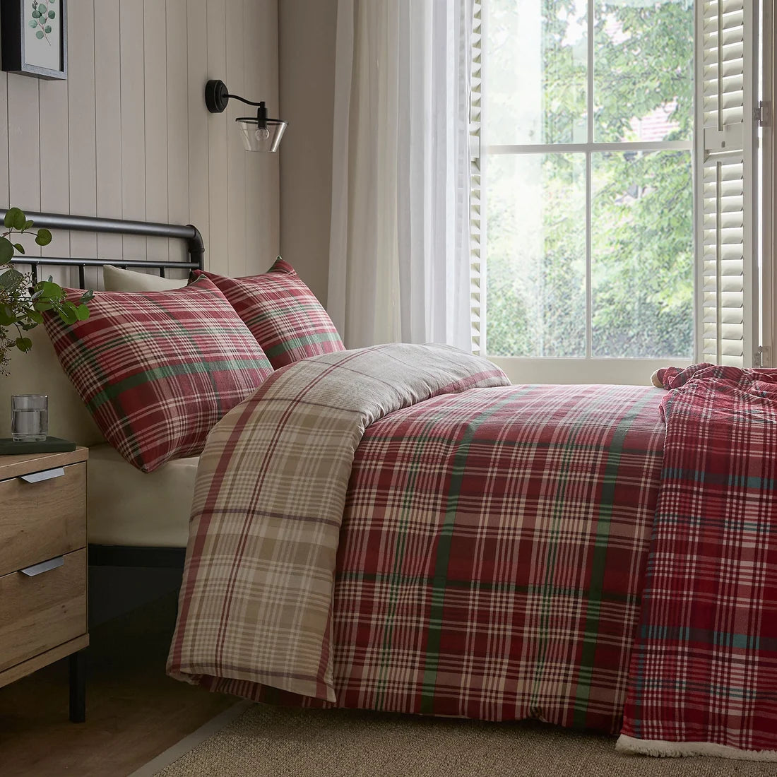 Dreams & Drapes Bennet Check Duvet Cover Set in Red
