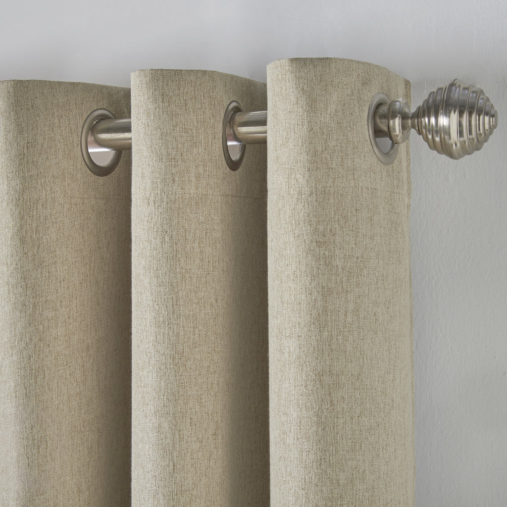 Linen Look Blackout Eyelet Curtains in Beige