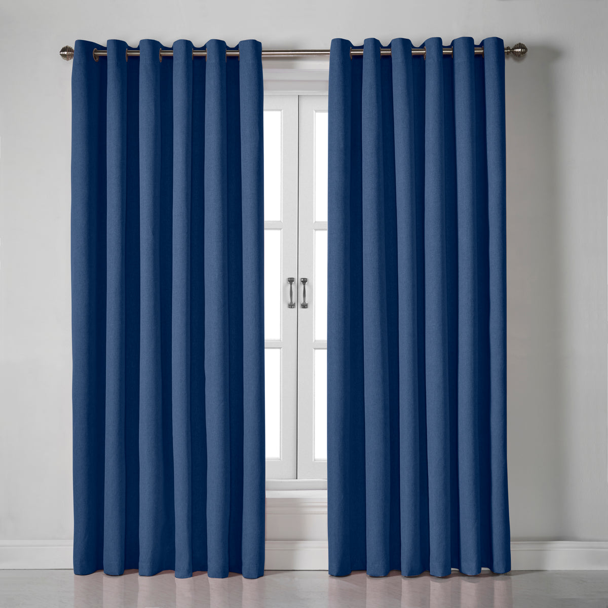 Linen Look Blackout Eyelet Curtains in Blue
