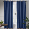 Linen Look Blackout Eyelet Curtains in Blue