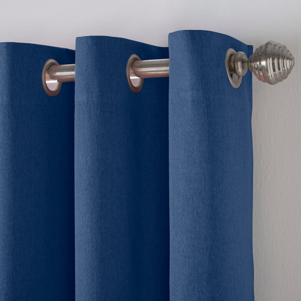 Linen Look Blackout Eyelet Curtains in Blue
