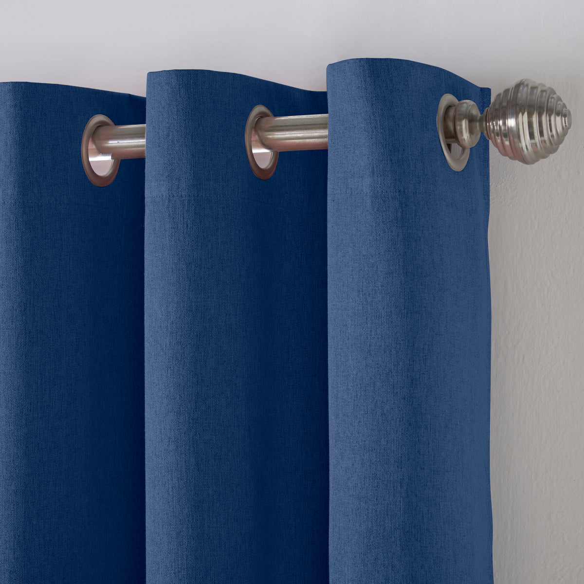 Linen Look Blackout Eyelet Curtains in Blue