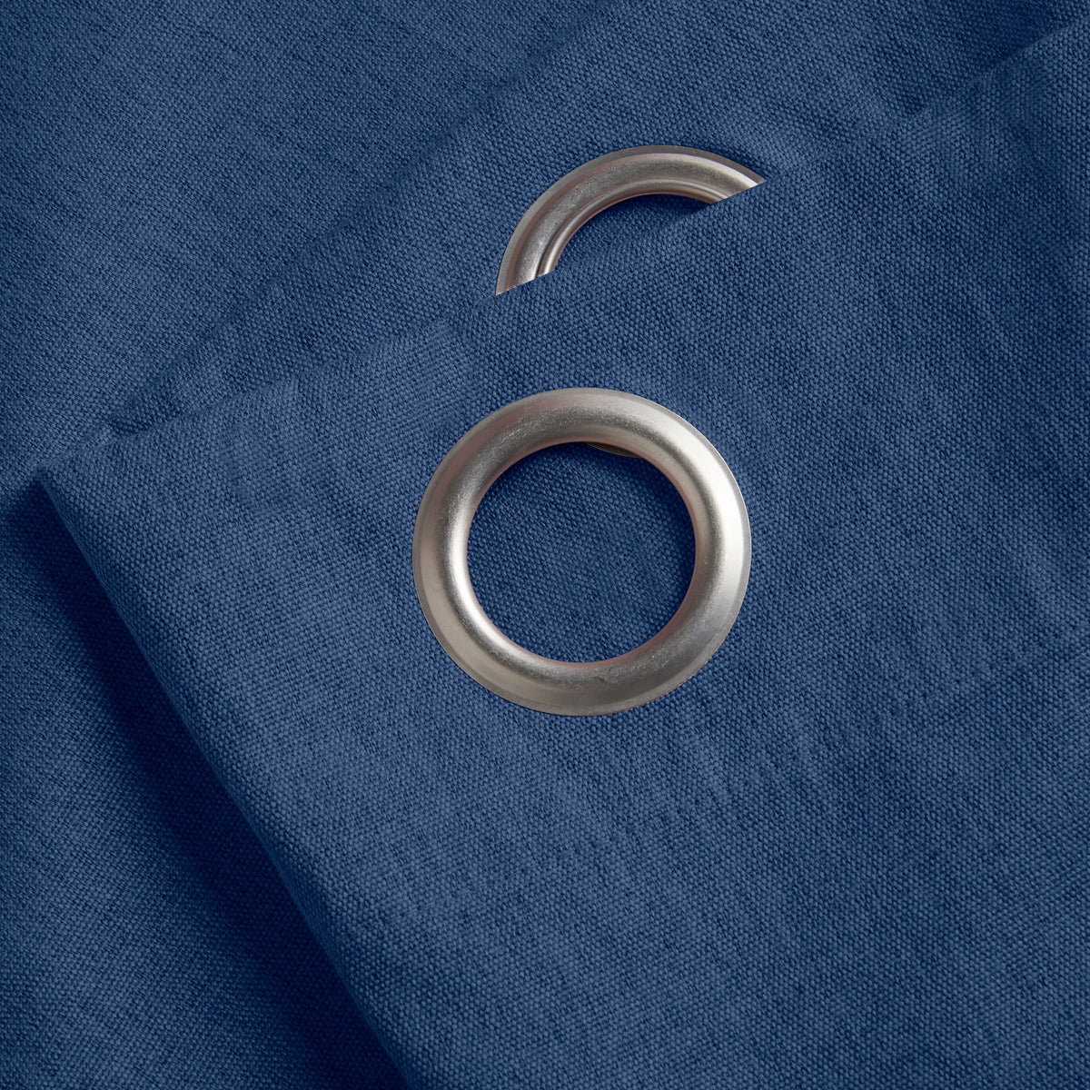 Linen Look Blackout Eyelet Curtains in Blue