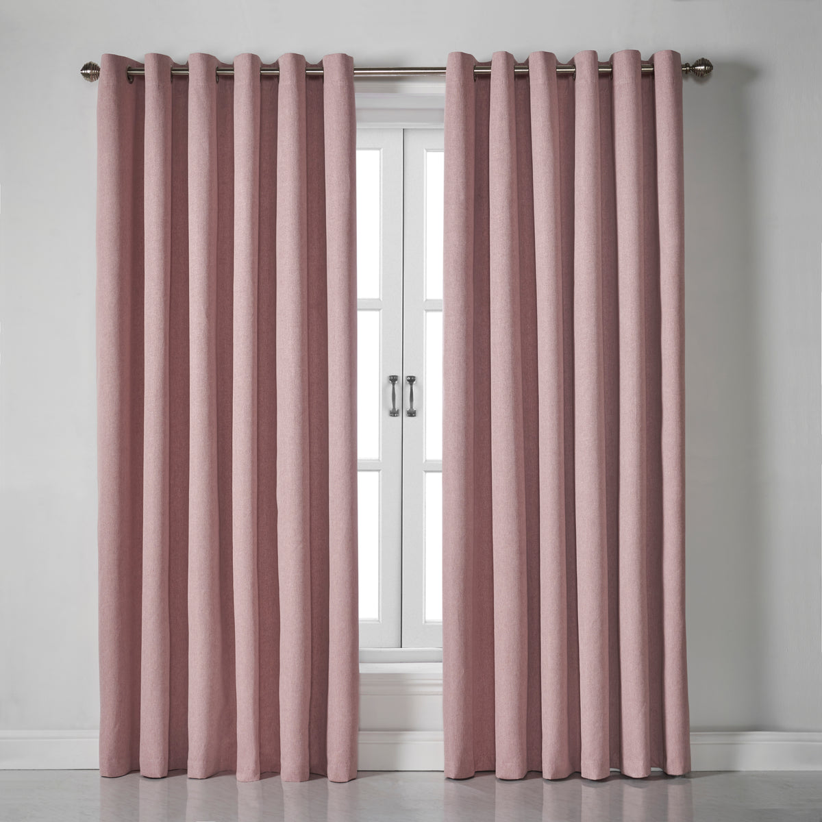Linen Look Blackout Eyelet Curtains in Blush