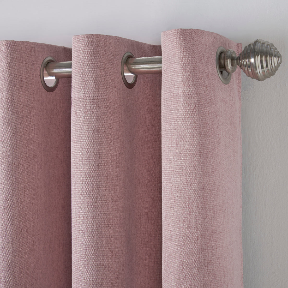 Linen Look Blackout Eyelet Curtains in Blush