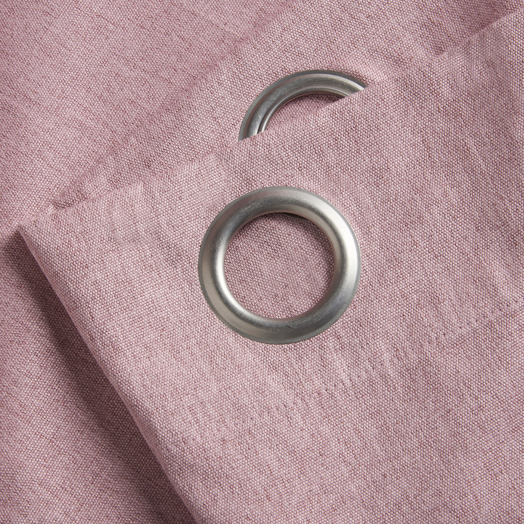 Linen Look Blackout Eyelet Curtains in Blush