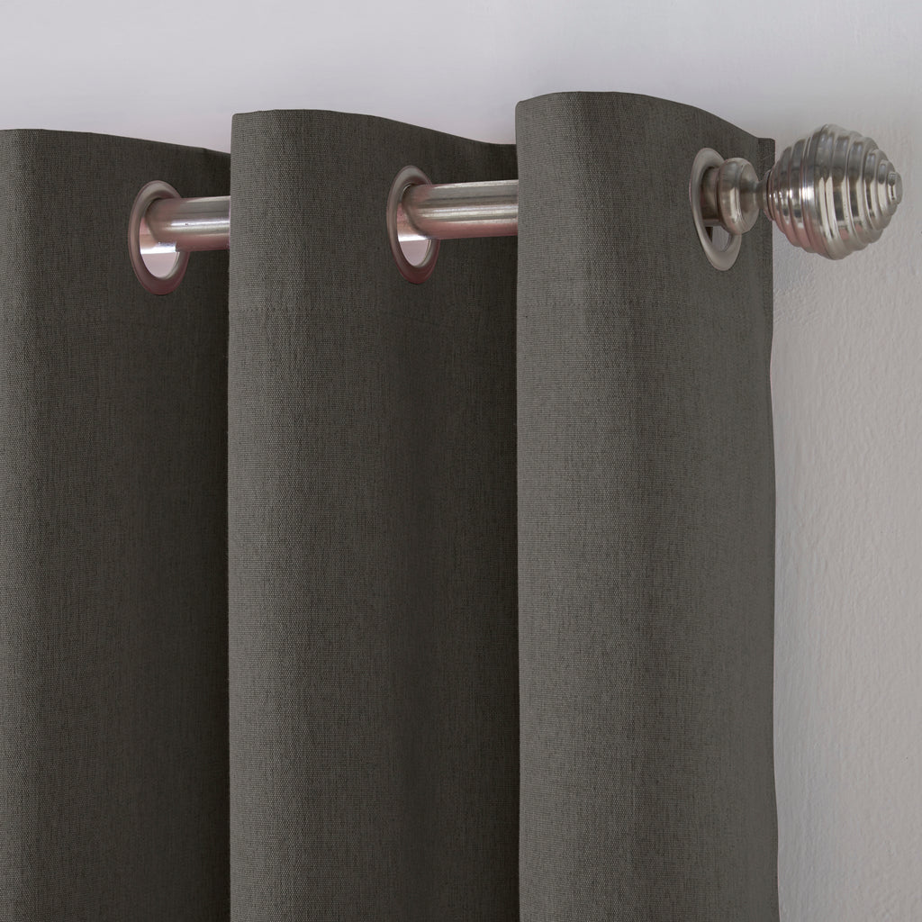Linen Look Blackout Eyelet Curtains in Charcoal