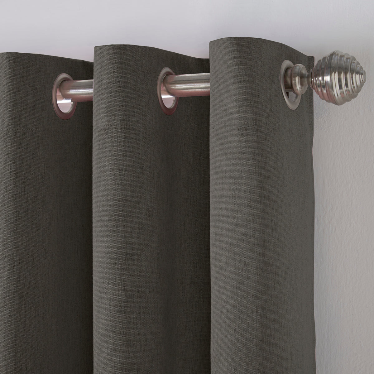Linen Look Blackout Eyelet Curtains in Charcoal