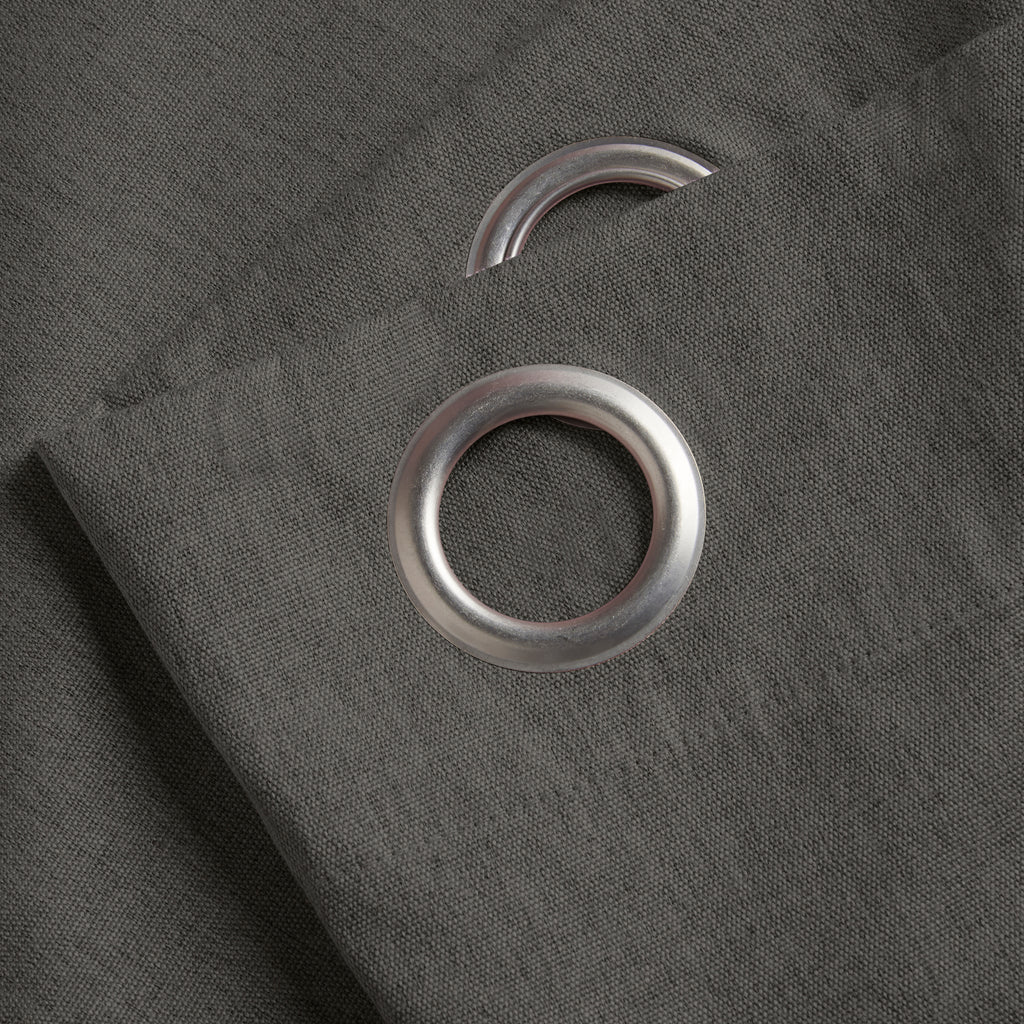 Linen Look Blackout Eyelet Curtains in Charcoal