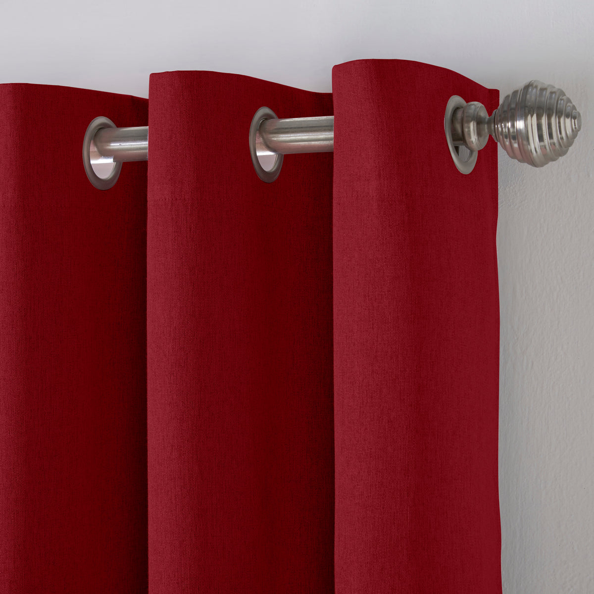 Linen Look Blackout Eyelet Curtains in Red