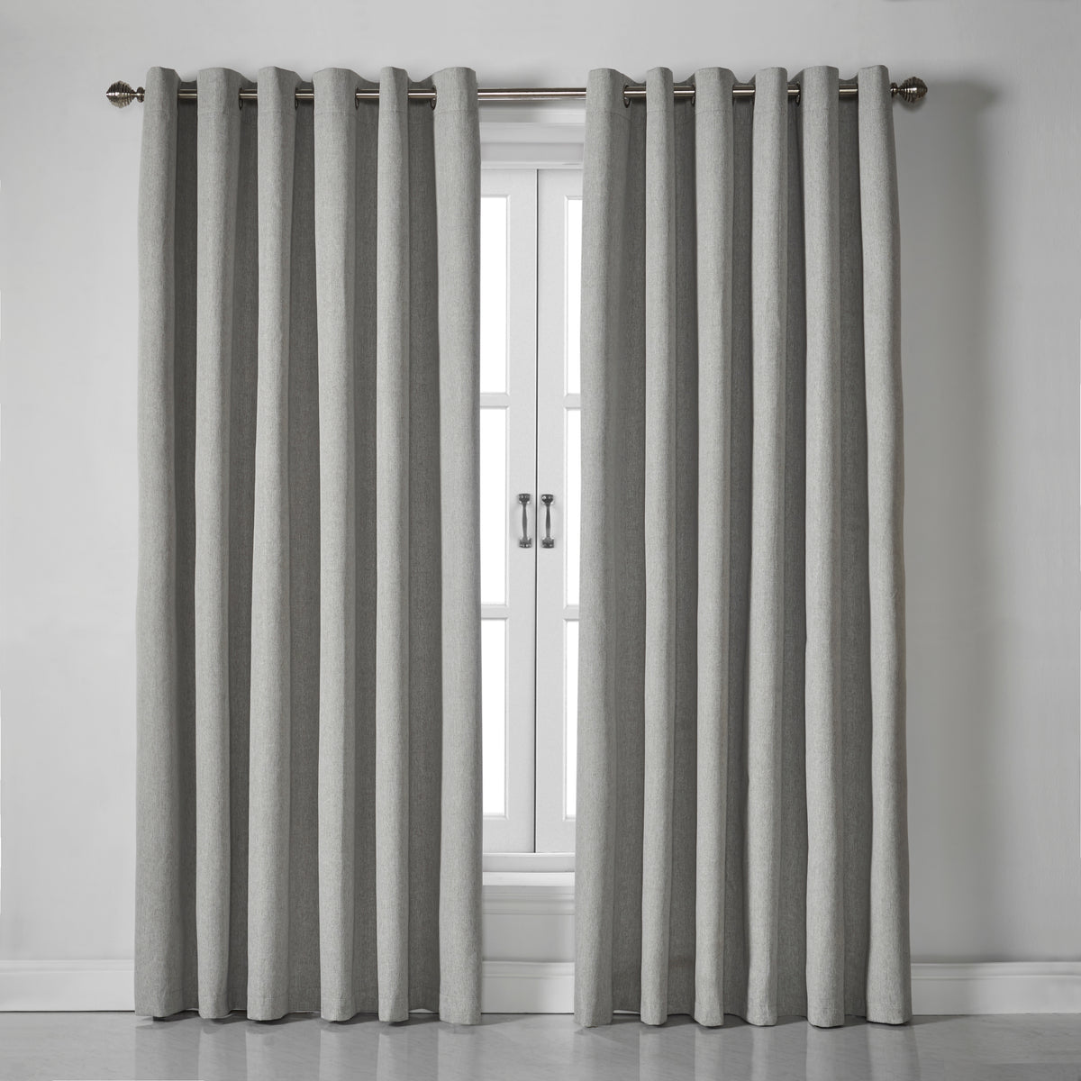 Linen Look Blackout Eyelet Curtains in Slate