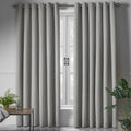 Linen Look Blackout Eyelet Curtains in Slate