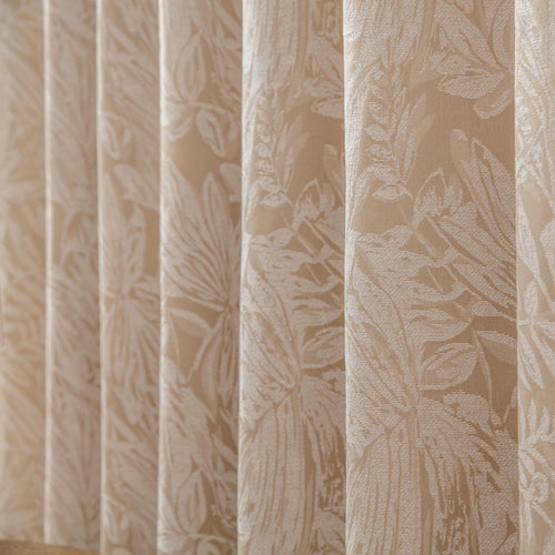 Botanic Chenille Jacquard Lined Eyelet Curtains in Cream
