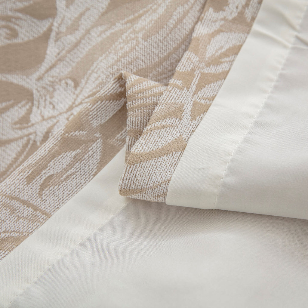 Botanic Chenille Jacquard Lined Eyelet Curtains in Cream