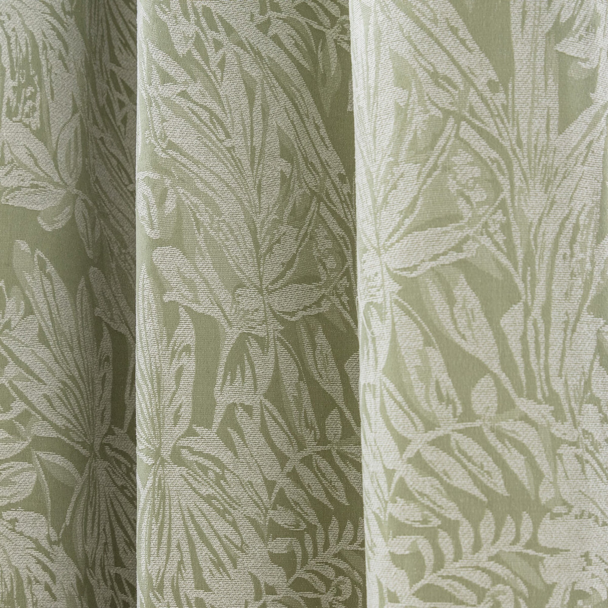 Botanic Chenille Jacquard Lined Eyelet Curtains in Green