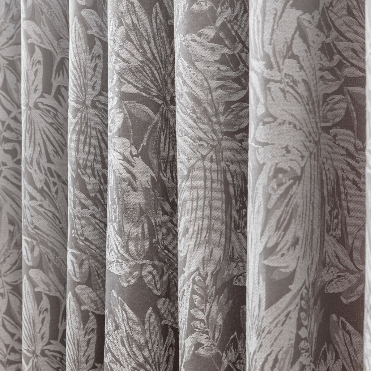 Botanic Chenille Jacquard Lined Eyelet Curtains in Silver