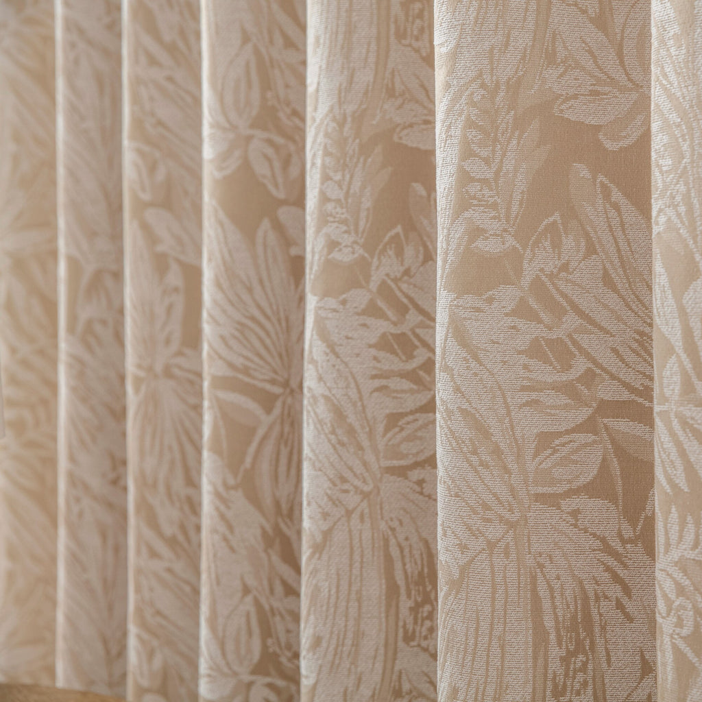 Botanic Chenille Jacquard Lined Pencil Pleat Curtains in Cream