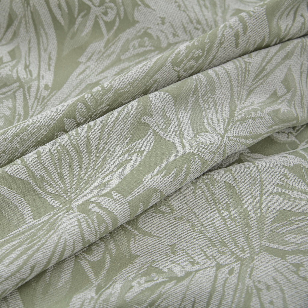 Botanic Chenille Jacquard Lined Pencil Pleat Curtains in Green