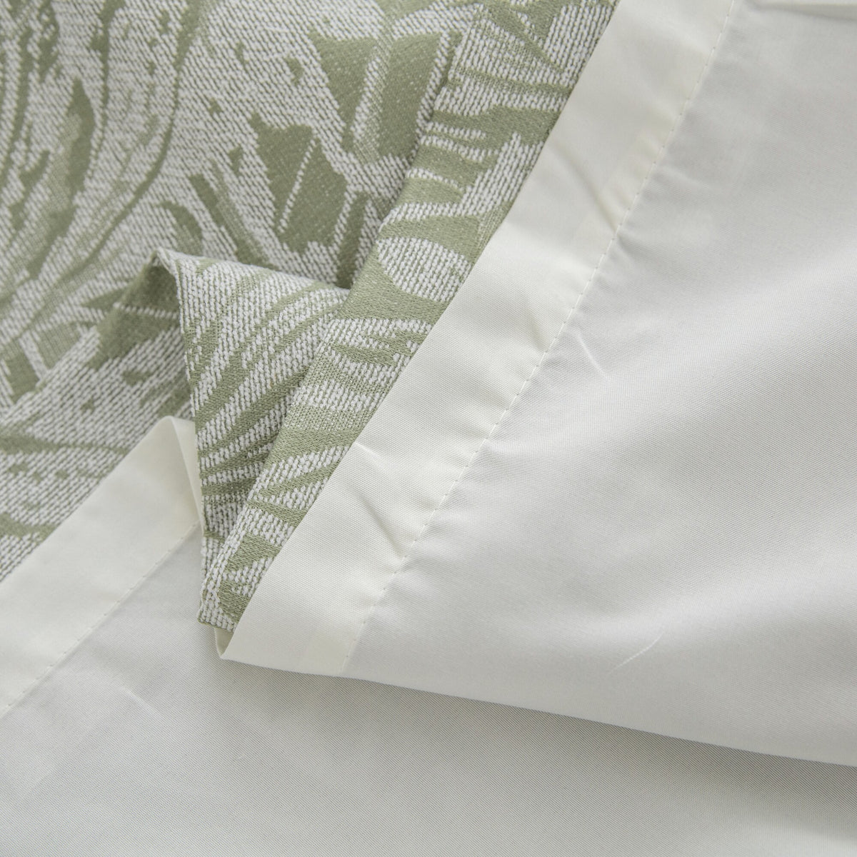 Botanic Chenille Jacquard Lined Pencil Pleat Curtains in Green