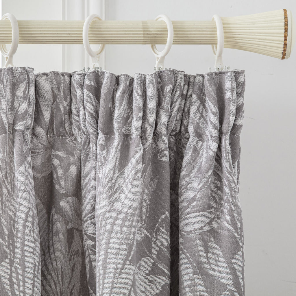 Botanic Chenille Jacquard Lined Pencil Pleat Curtains in Silver