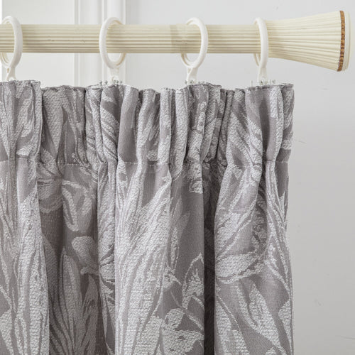 Botanic Chenille Jacquard Lined Pencil Pleat Curtains in Silver