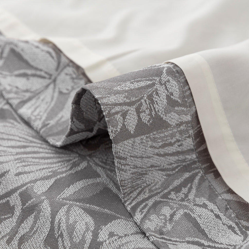 Botanic Chenille Jacquard Lined Pencil Pleat Curtains in Silver