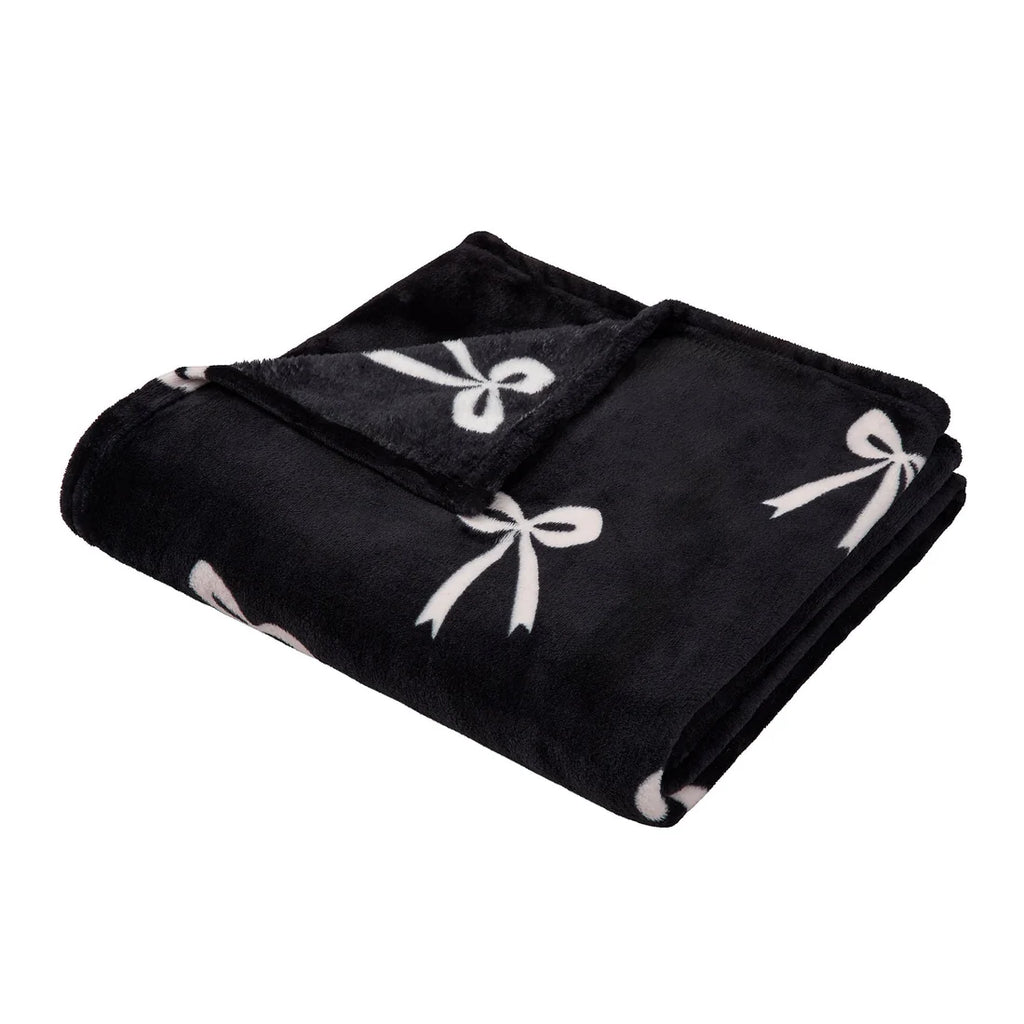 Fusion Bows Fleece Throw in Monochrome – 120 x 150cm
