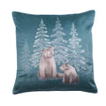 Dreams & Drapes Bear Walks Filled Velvet Cushion in Teal 43 x 43cm