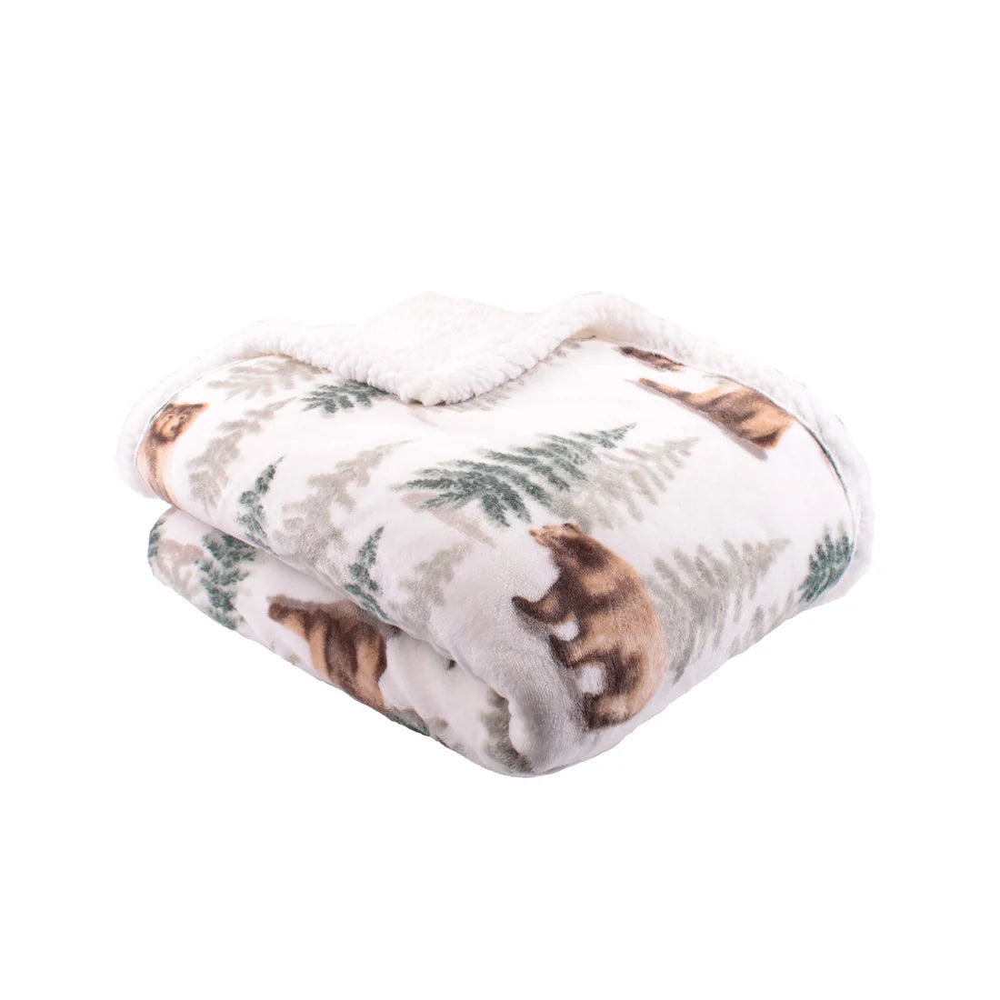 Dreams & Drapes Bear Walks Sherpa Fleece Bedspread in Natural 150 x 200cm