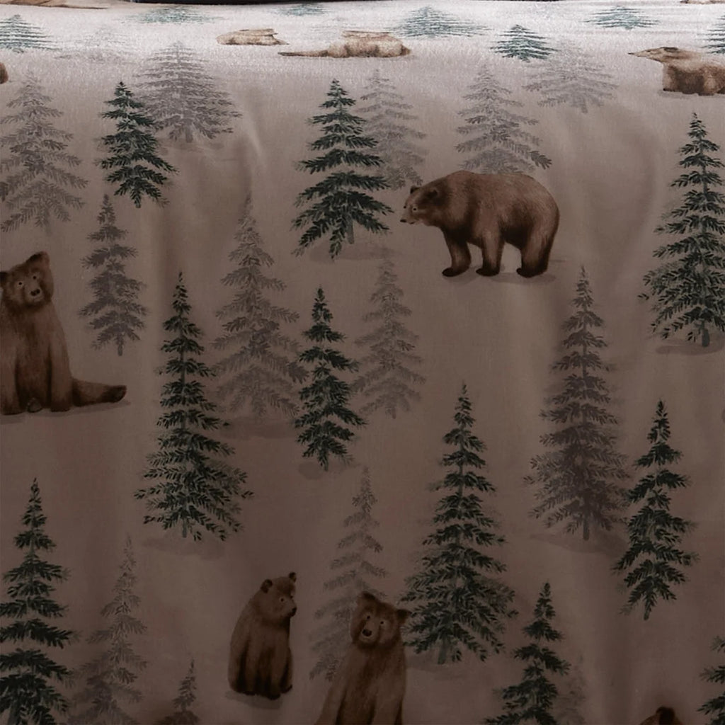 Dreams & Drapes Bear Walks Reversible Brushed Cotton Duvet Cover Set in Natural