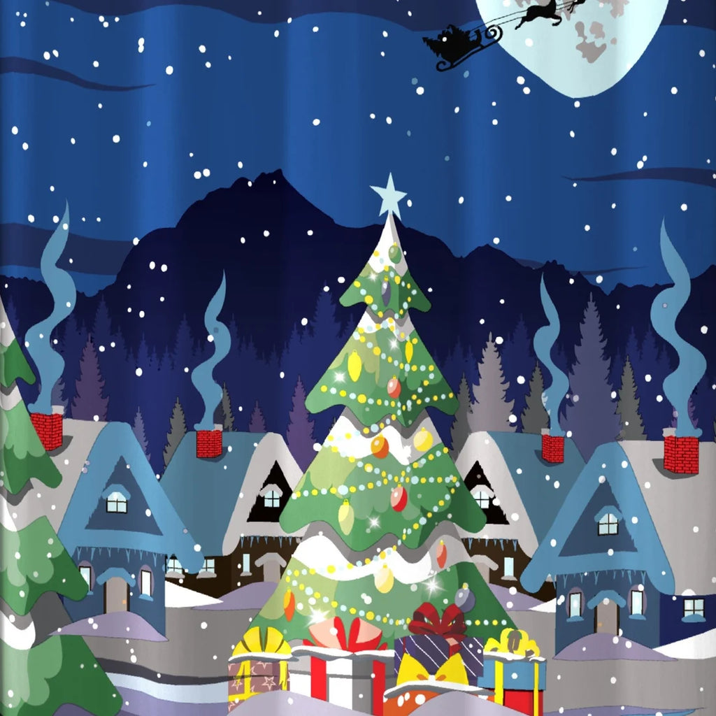 Glow in the Dark Christmas Eyelet Door Curtain Panel in Multicolour