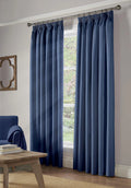 100% Blackout Pencil Pleat Curtains in Blue