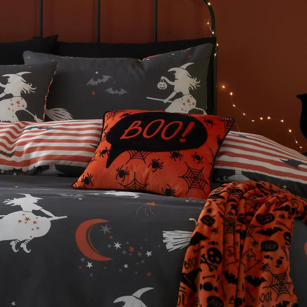 Bedlam Boo Halloween Cushion in Orange 43 x 43cm