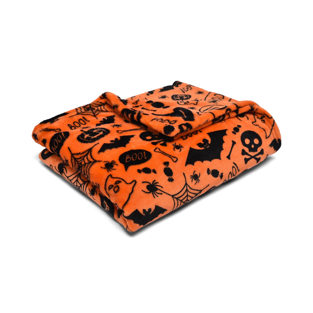 Bedlam Boo Halloween Throw in Orange 120 x 150cm