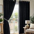 Chenille Thermal Blackout Eyelet Curtains in Black