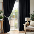 Chenille Thermal Blackout Pencil Pleat Curtains in Black