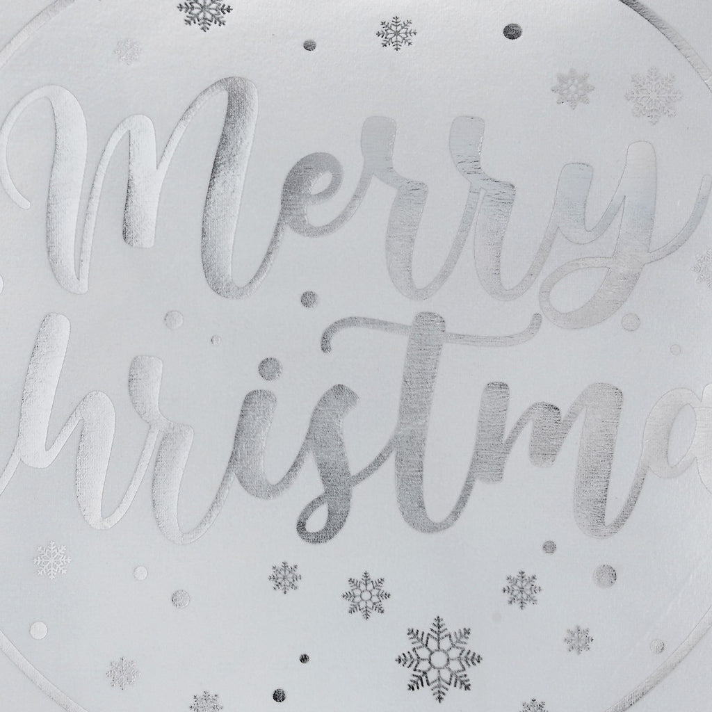 Merry Christmas White & Silver Velvet Cushion