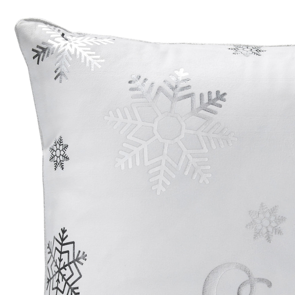 Let It Snow Silver Velvet Christmas Cushion